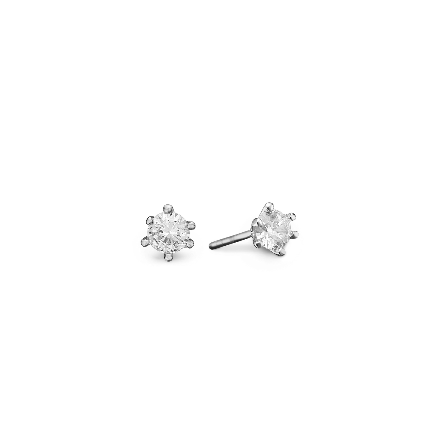 Cubic Zirkonia Ørestikker Rhodineret Sterling Sølv 6 mm