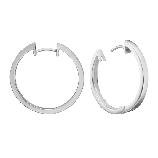 Creoler Rhodineret Sterling Sølv 28,5 mm Med Vippelås Tråd 3 mm