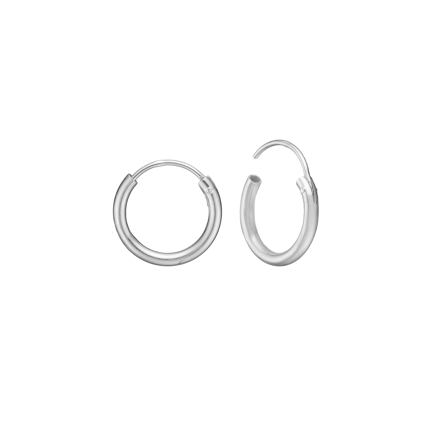 Creoler Rhodineret Sterling Sølv 14 mm Med Vippelås Tråd 2 mm