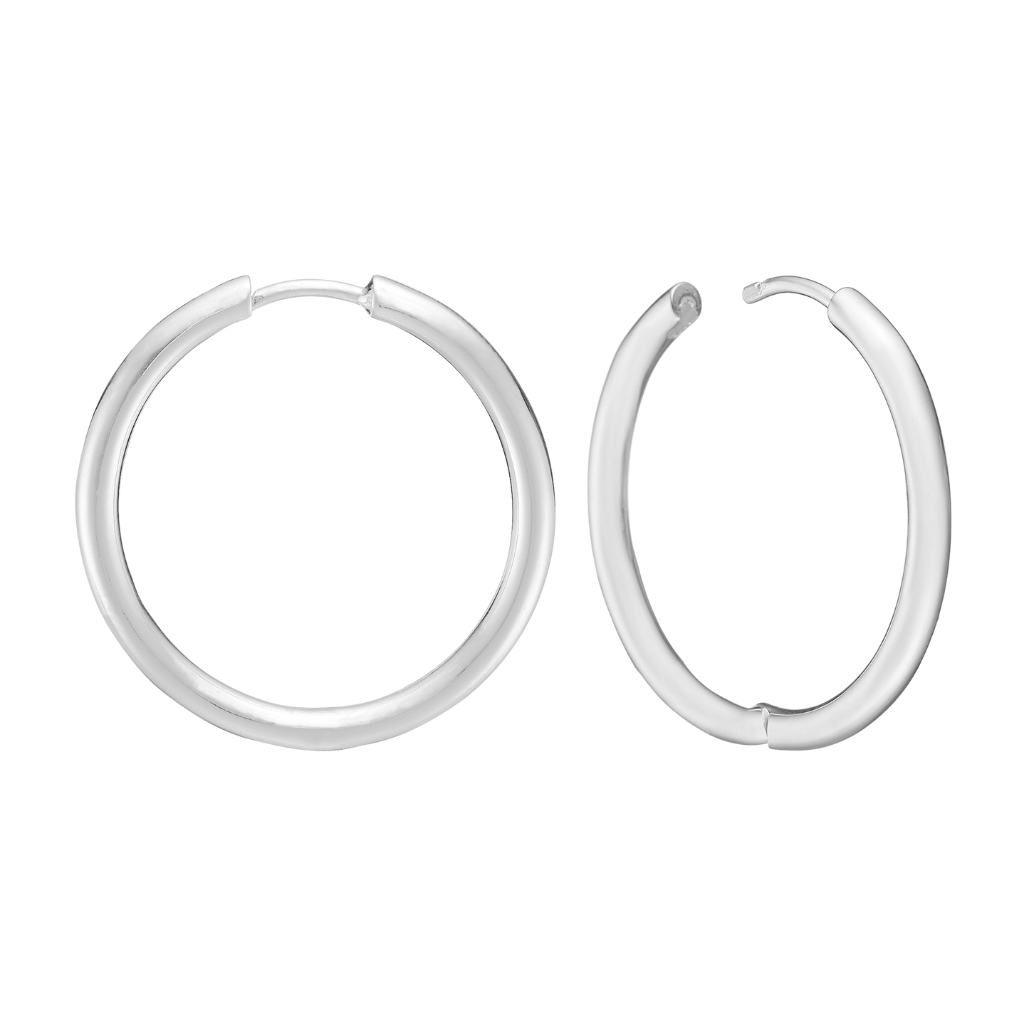 Creoler Rhodineret Sterling Sølv 28 mm Med Vippelås Tråd 2,5 mm