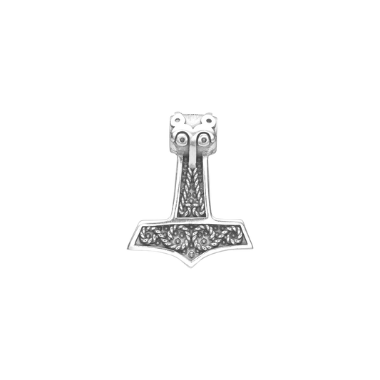 Thors Hammer Vedhæng  Rhodineret Sterling Sølv Oxyderet 21 x 24 mm