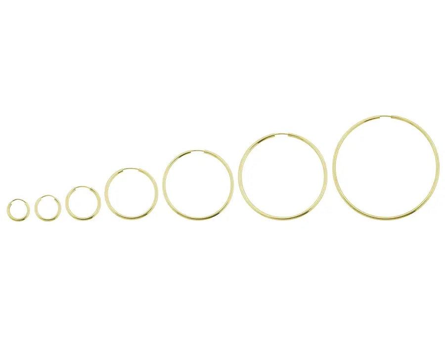 Hoops øreringe i 14 karat guld 2.0 mm. Dia. 13.0 - 60.0 mm.
