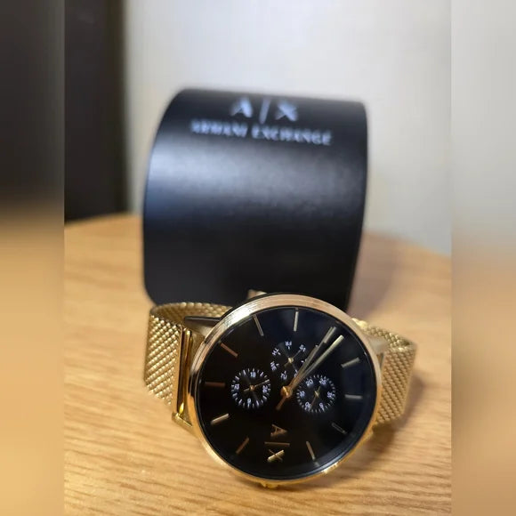 Armani Exchange Cayde mesh watch in gold
