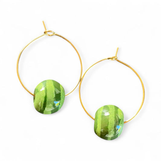 Unika øreringe - Green stribes