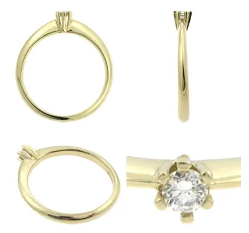 Diamantring, 14 kt rødguld, 0.10 diamant.