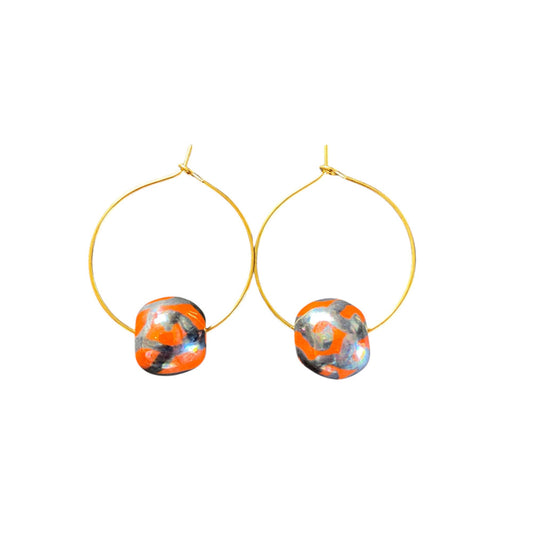 Unika øreringe - Orange black art