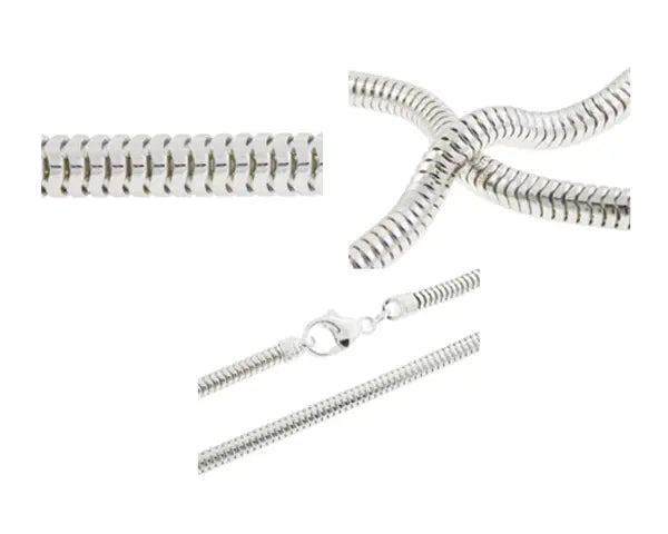 Sølvkæde, slange, rund, 1.6 mm
