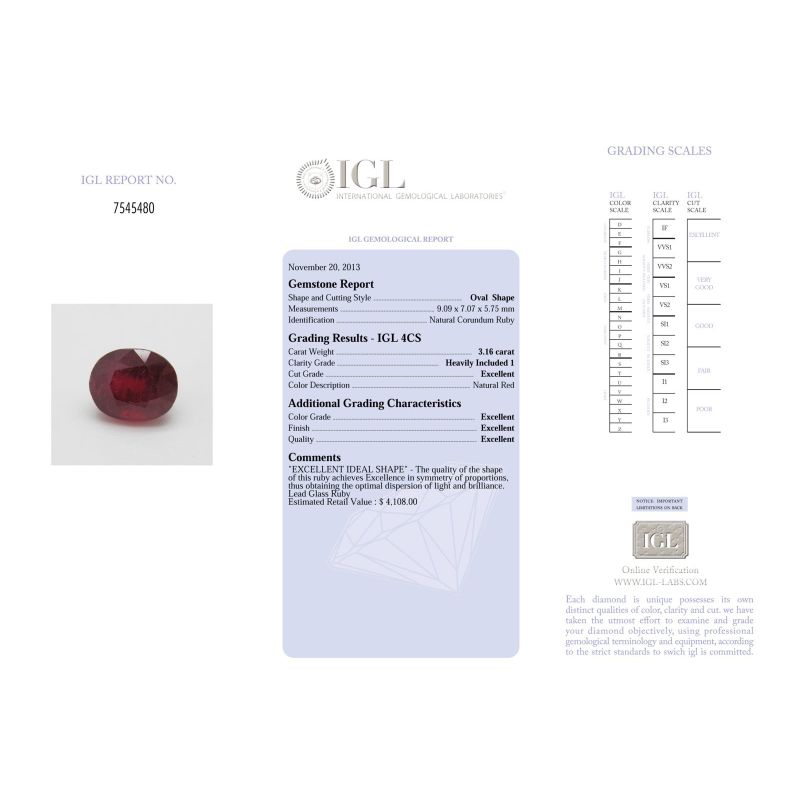 3.16 Carat Oval Gemstone - Ruby