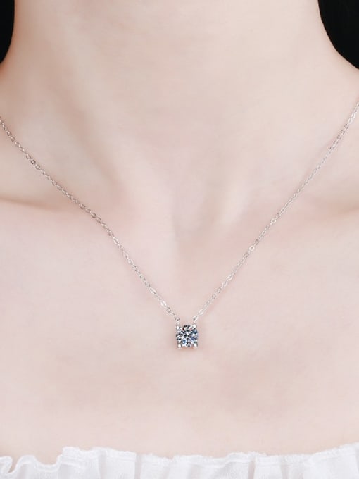 Sølvvedhæng, isat 1.00 moissanite, belagt med platin/rosaguld