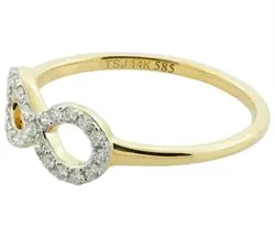 Ring med infinity symbol i 14 kt guld og diamanter