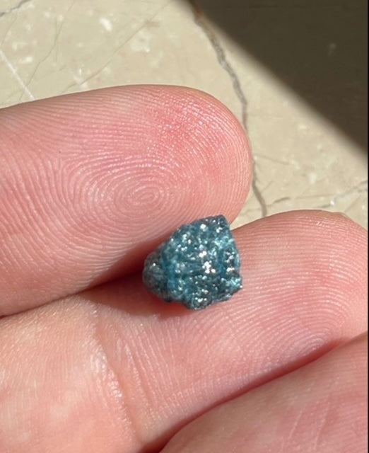 Diamantkrystal, rå uslebet, blå, 3.50 ct