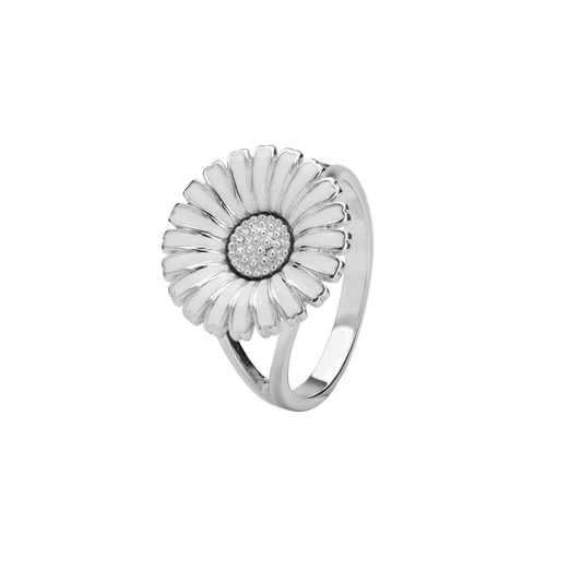Ring Marguerit Hvid 15 mm Sterling Sølv