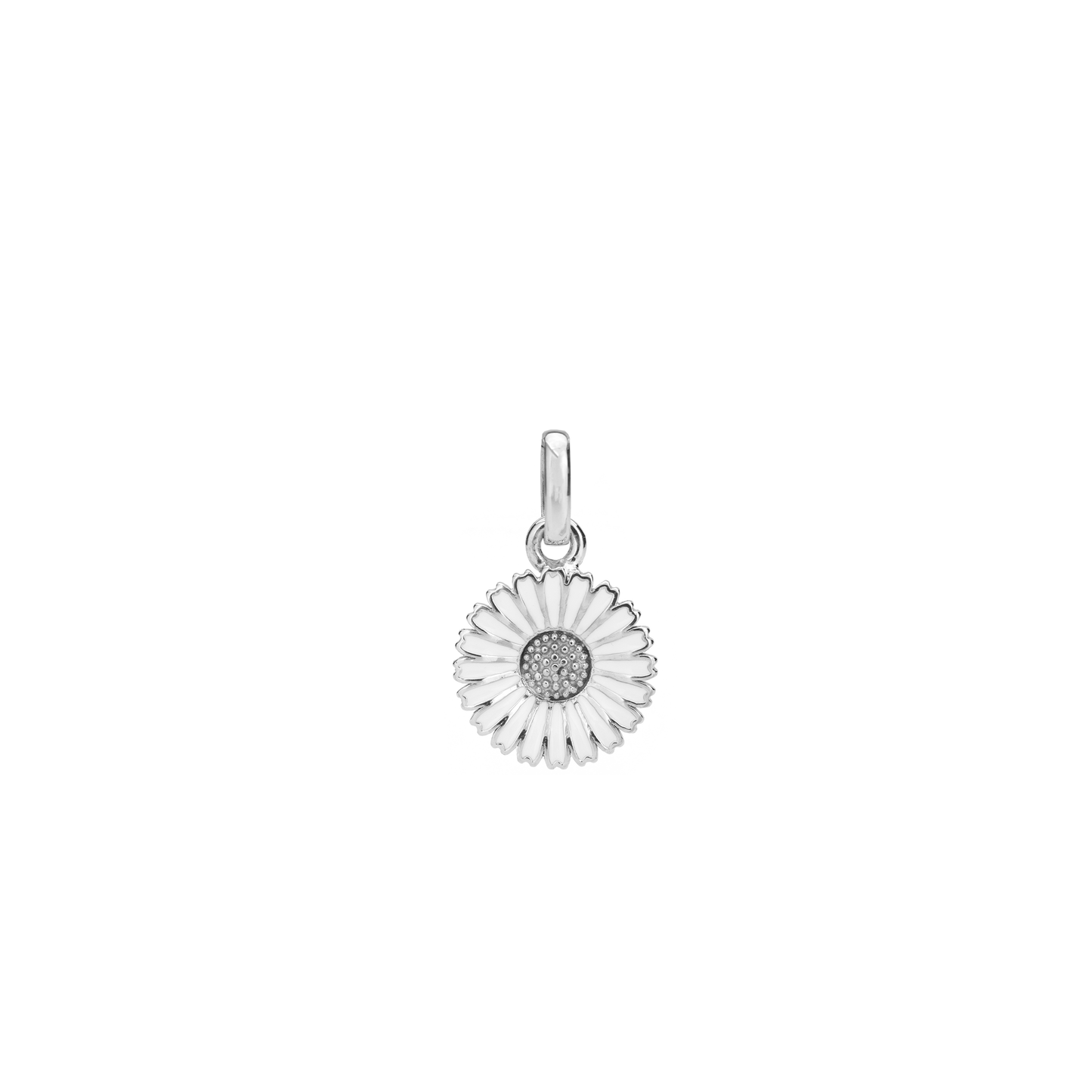 Ørestikker Marguerit Hvid 15 mm Rhodineret Sterling Sølv