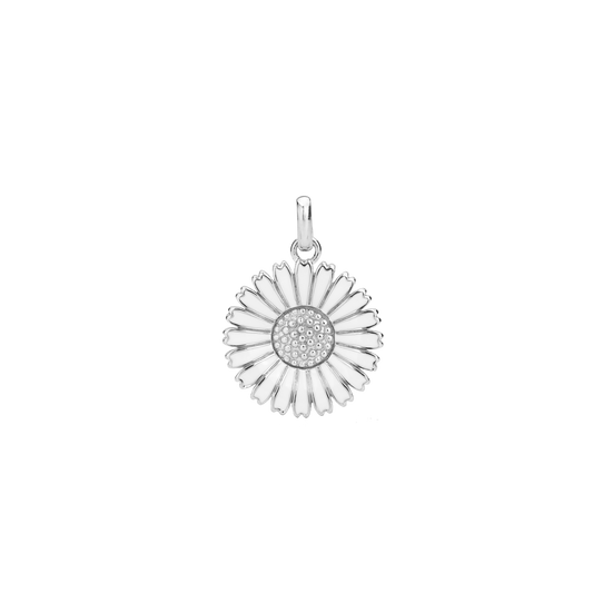 Vedhæng Marguerit Hvid 25 mm Rhodineret Sterling Sølv