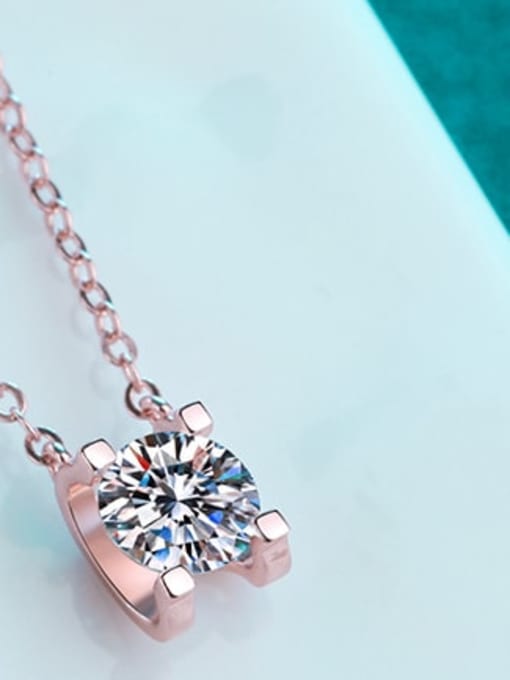 Sølvvedhæng, isat 1.00 moissanite, belagt med platin/rosaguld