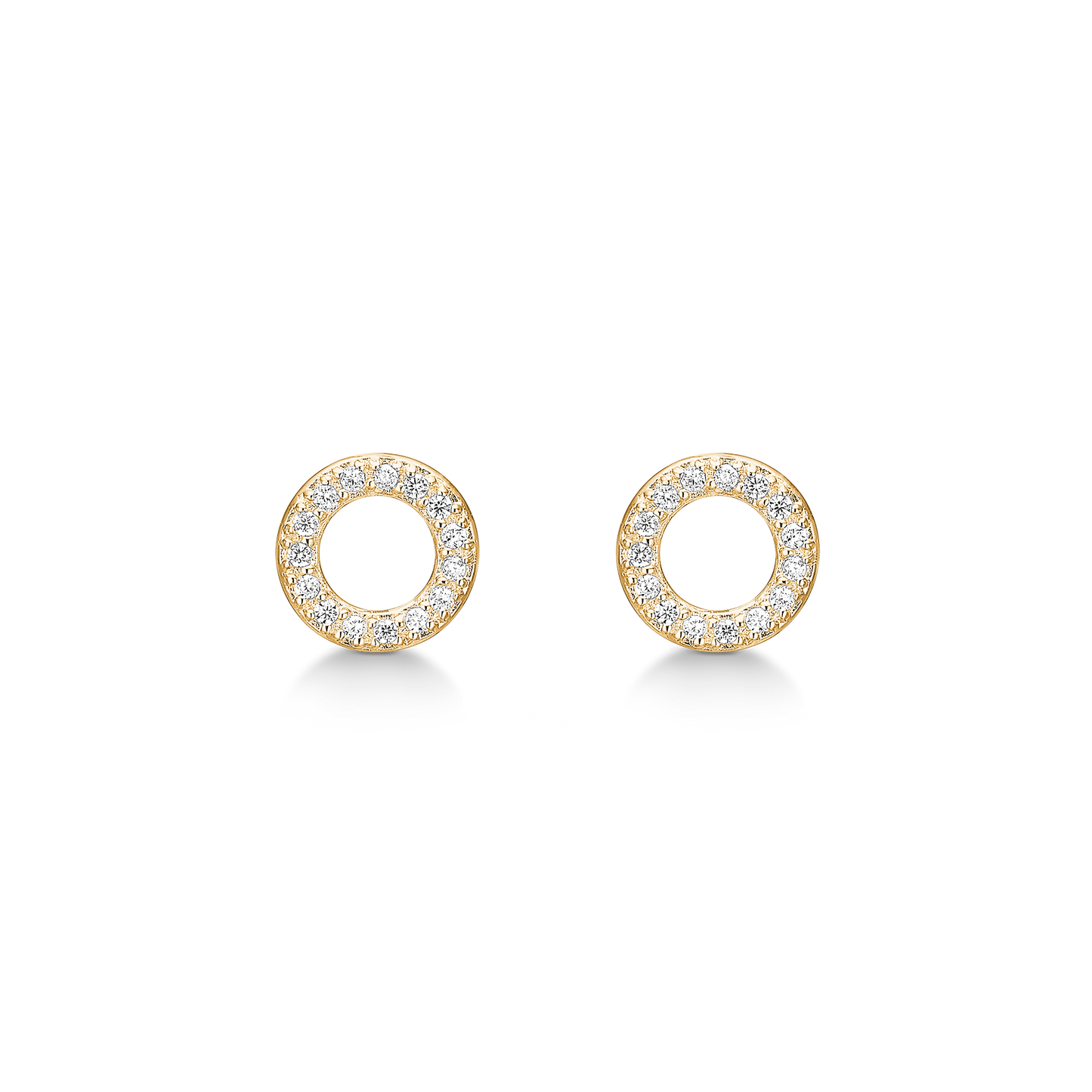 Ørestikker Cirkel Cubic Zirkonia Forgyldt Sterling Sølv