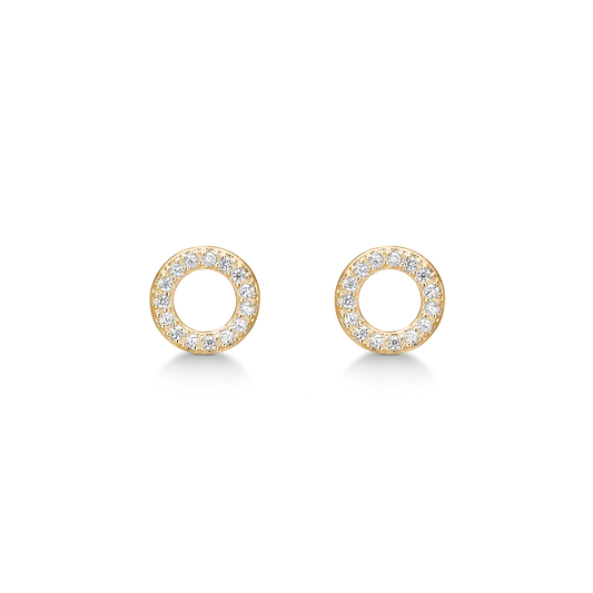 Ørestikker Cirkel Cubic Zirkonia Forgyldt Sterling Sølv