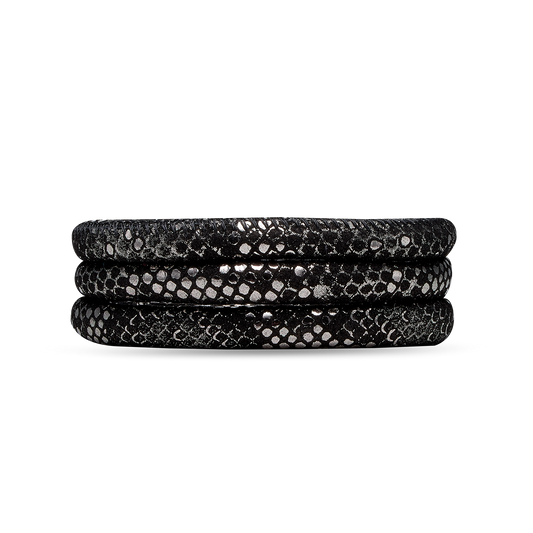 STORY armbånd 70 cm læder, silver black