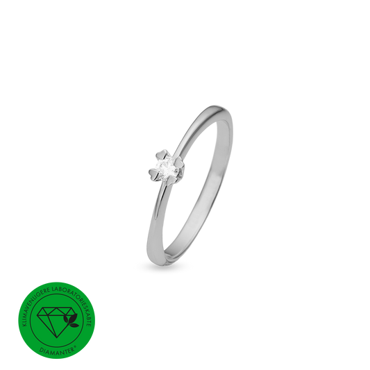 Mary Ring 8 Karat Hvidguld Med 0,10ct W/VS Labgrown Diamant