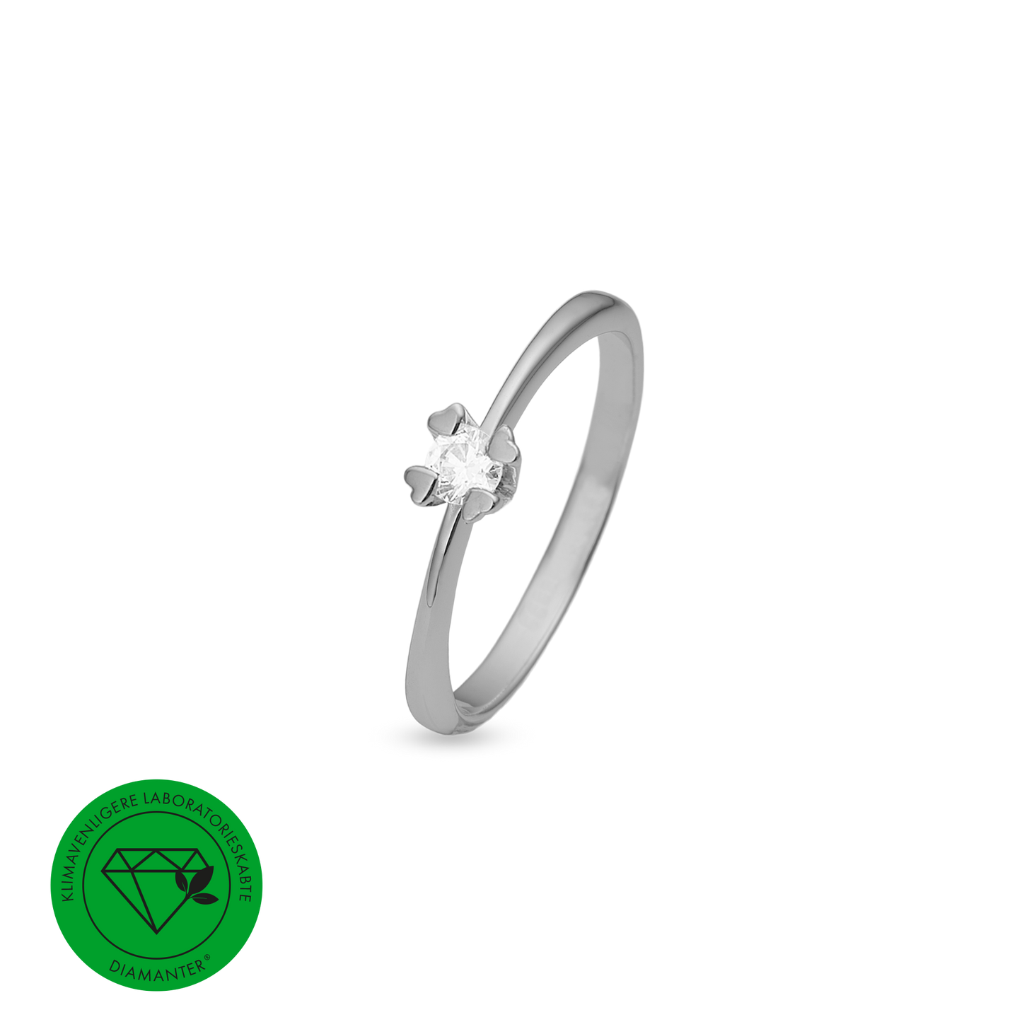Mary Ring 8 Karat Hvidguld Med 0,20ct W/VS Labgrown Diamant
