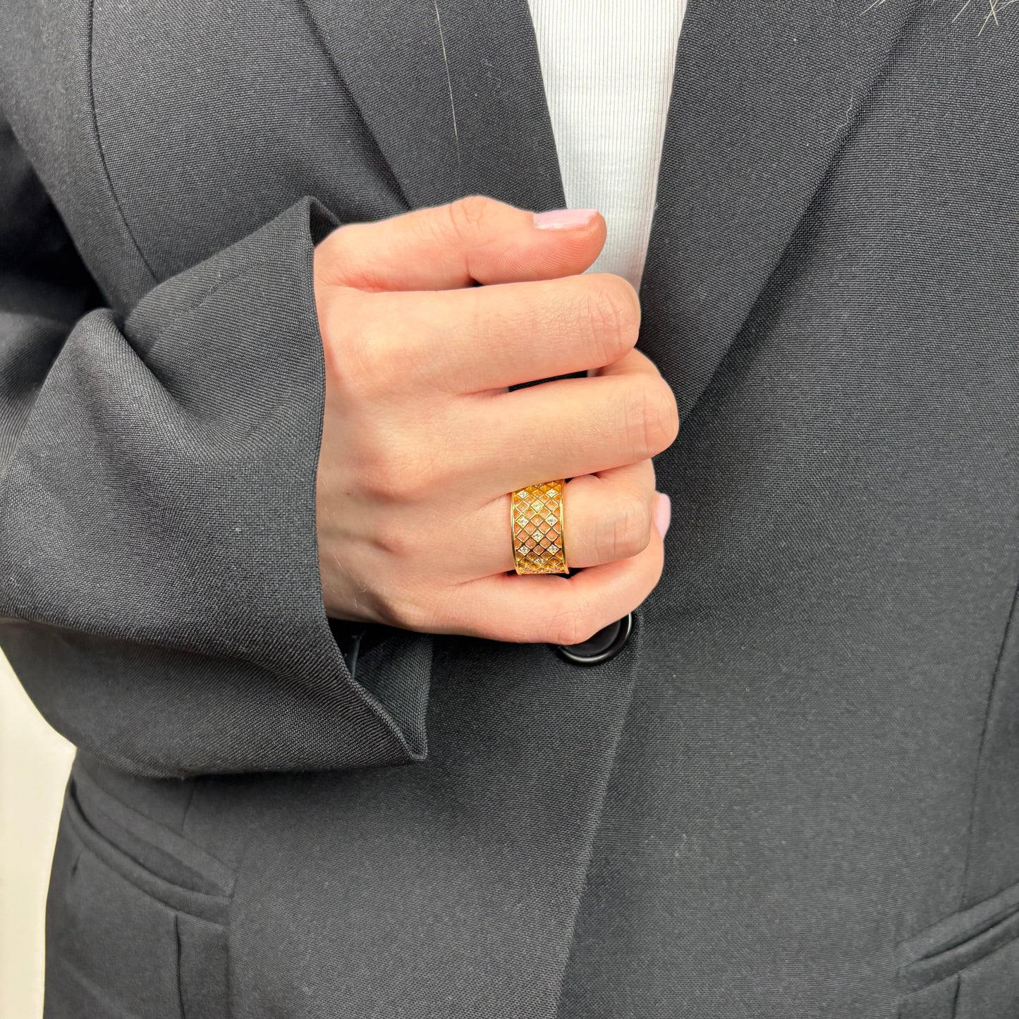 Ring Harlekin Cubic Zirkonia Forgyldt Sterling Sølv