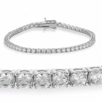Tennisarmbånd, 925 sølv belagt med platin isat 5 mm lab. Moissanitter.