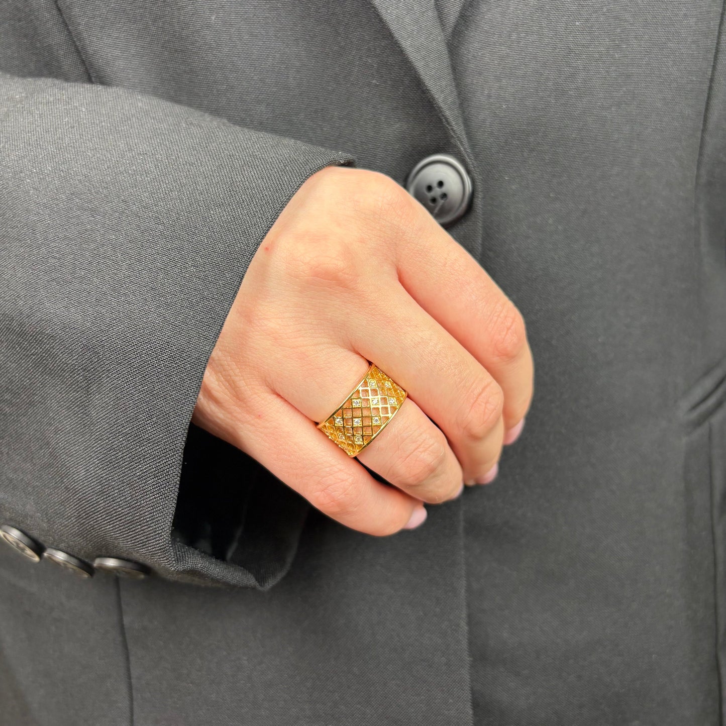 Ring Harlekin Cubic Zirkonia Forgyldt Sterling Sølv