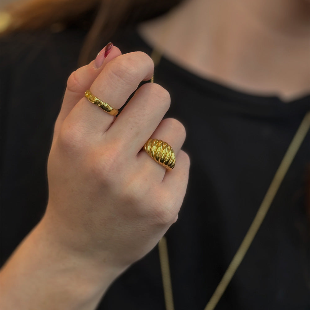 Ring Facet Forgyldt Sterling Sølv