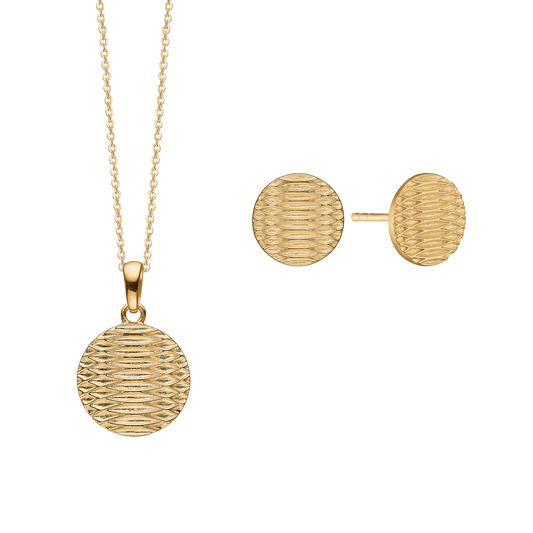 Zig Zag smykkesæt, Forgyldt