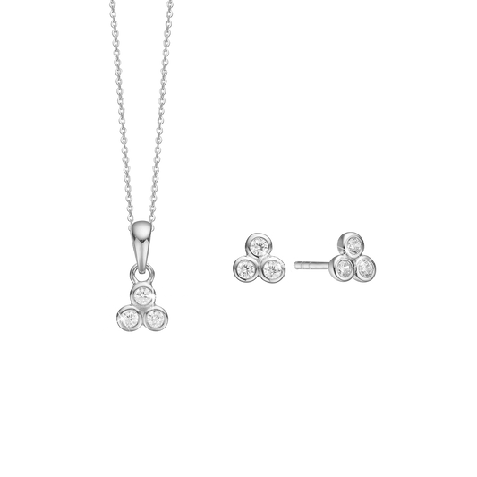 Smykkesæt med CZ, Sølv