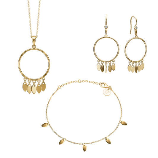Dancing Leafs smykkesæt, Forgyldt