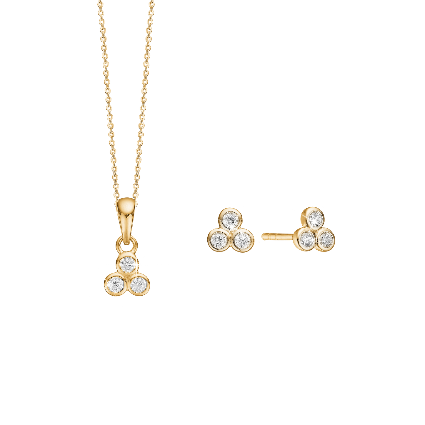 Smykkesæt med CZ, Forgyldt