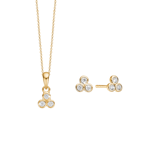 Smykkesæt med CZ, Forgyldt