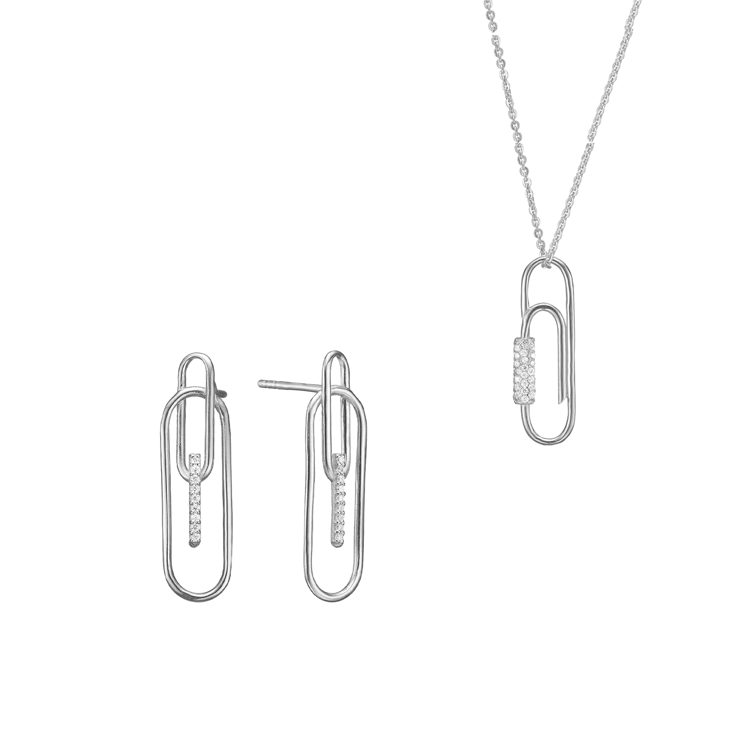 Paper Clip smykkesæt, Sølv