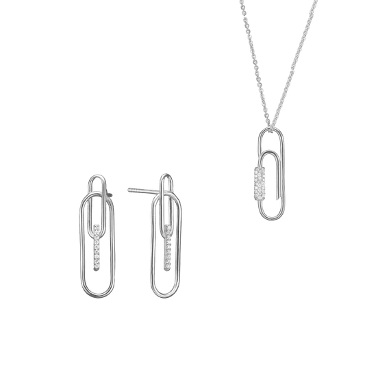 Paper Clip smykkesæt, Sølv