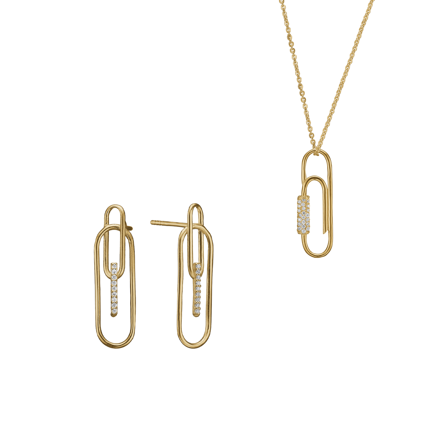 Paper Clip smykkesæt, Forgyldt