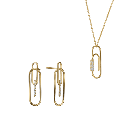 Paper Clip smykkesæt, Forgyldt